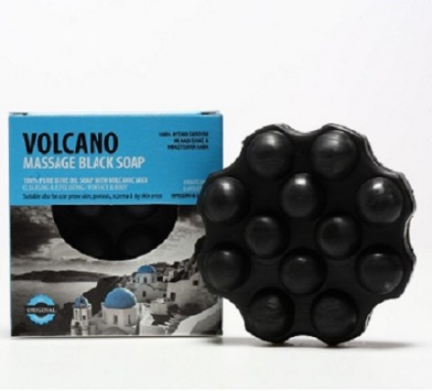 Черное массажное мыло с вулканическим пеплом  Santo Volcano Spa